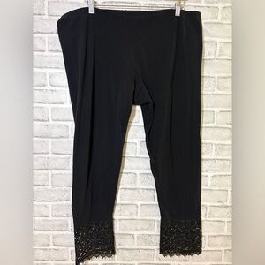 Black Stretch Leggings with Lace Hem, size XL
